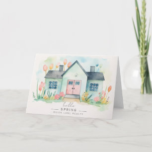 Hello Spring Pastel House Real Estate Card