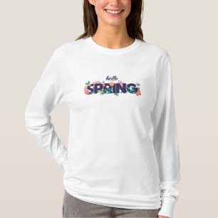 Hello Spring Pattern Beautiful Flowers Plants T-Shirt