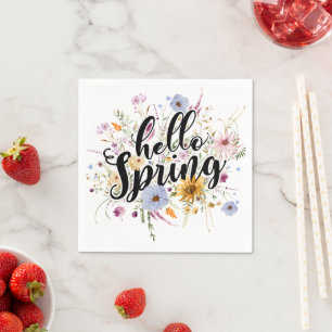 Hello Spring Quote  Napkin