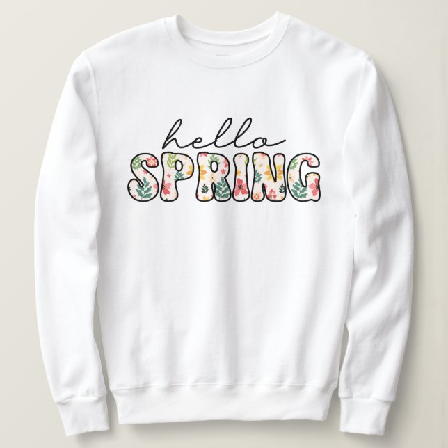 Hello spring Retro floral  Sweatshirt (Design Front)