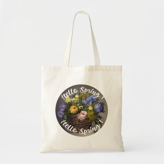 Hello Spring Sign Tote Bag (Front)