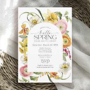Hello Spring Social Event Sunny Floral  Invitation