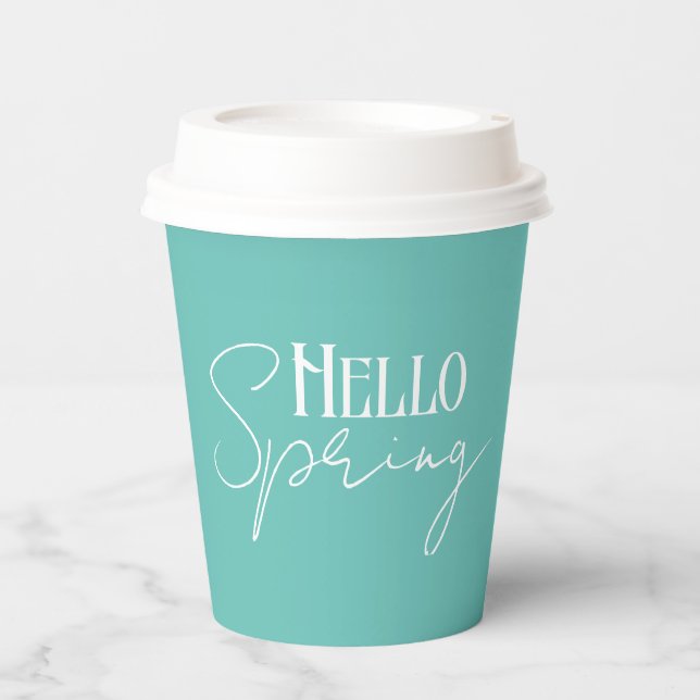 Hello Spring Teal  Paper Cups (Front)