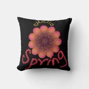 Hello Spring - Textured Pink & Orange Flower Art Cushion