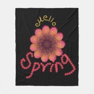 Hello Spring - Textured Pink & Orange Flower Art Fleece Blanket
