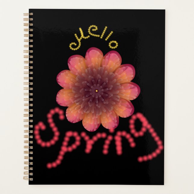 Hello Spring - Textured Pink & Orange Flower Art Planner (Front)