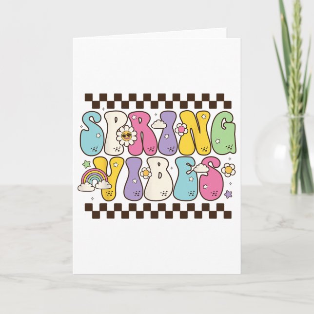 Hello Spring Vibes Flowers Bloom Floral First Day  Card (Front)