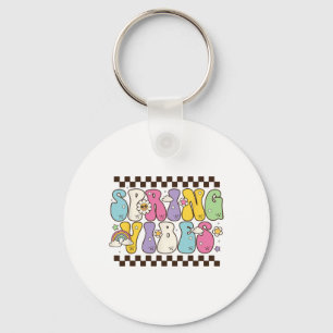 Hello Spring Vibes Flowers Bloom Floral First Day  Key Ring