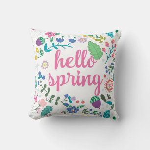 Hello Spring with Floral Art Cushion
