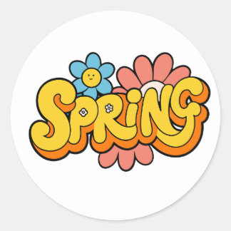 Hello Spring | with Fresh Floral Classic Round Sticker