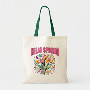 HELLO SPRING with TULIPS Tote Bag