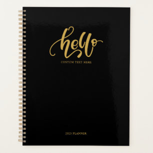 Hello Stylish Black & Gold Calligraphy Script Planner
