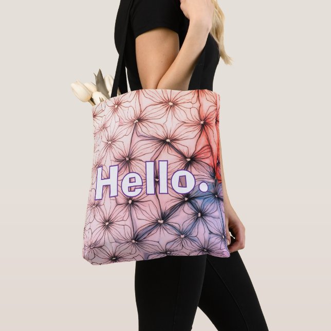 Hello. Stylish Modern Colorful Pattern Tote Bag (Close Up)