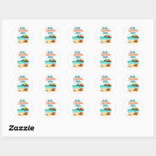 Hello Summer 2025 🏖️ Beach Scene Sticker