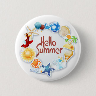 Hello Summer 6 Cm Round Badge