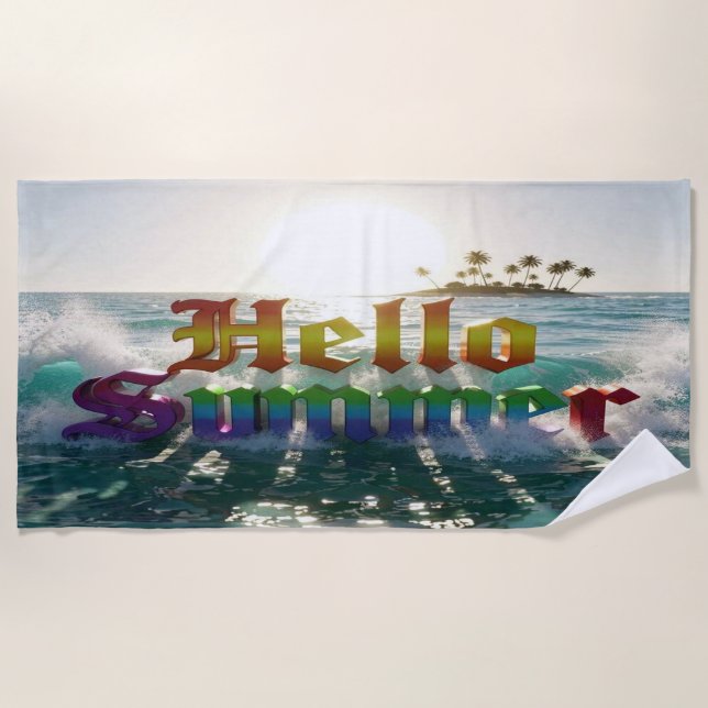 Hello Summer Adventure Season Beach Towel (Front)