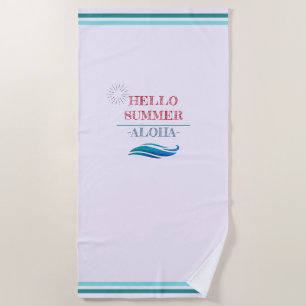 "Hello Summer Aloha" Tropical Vibes Beach Towel