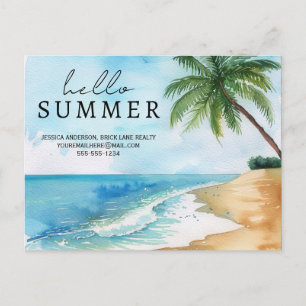 Hello Summer Beach Contact Info Real Estate Postcard