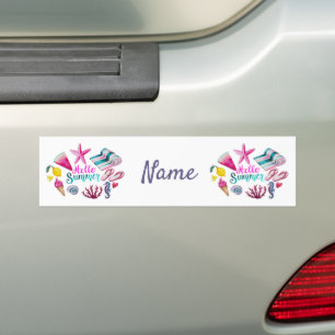 Hello Summer Beach Thunder-Cove Bumper Sticker
