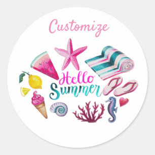 Hello Summer Beach Thunder-Cove Classic Round Sticker