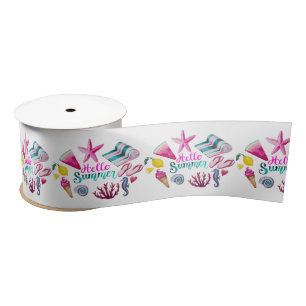 Hello Summer Beach Thunder-Cove Satin Ribbon