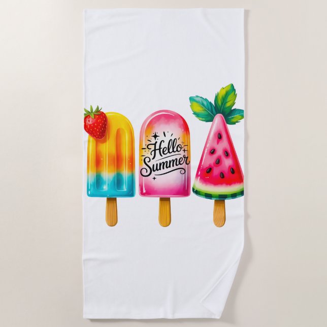Hello Summer  Beach Towel (Front)