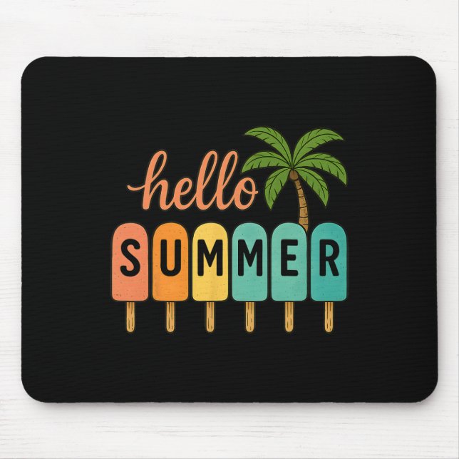 Hello Summer Beach Vacation Ice Cream Popsicle Gif Mouse Pad (Front)