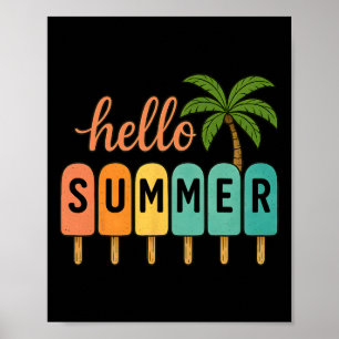 Hello Summer Beach Vacation Ice Cream Popsicle Gif Poster