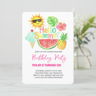 Hello Summer Birthday Party Holiday Card