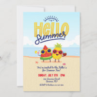 Hello Summer Characters Invitation