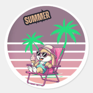 Hello summer classic round sticker