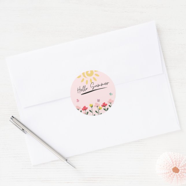 Hello Summer  Classic Round Sticker (Envelope)