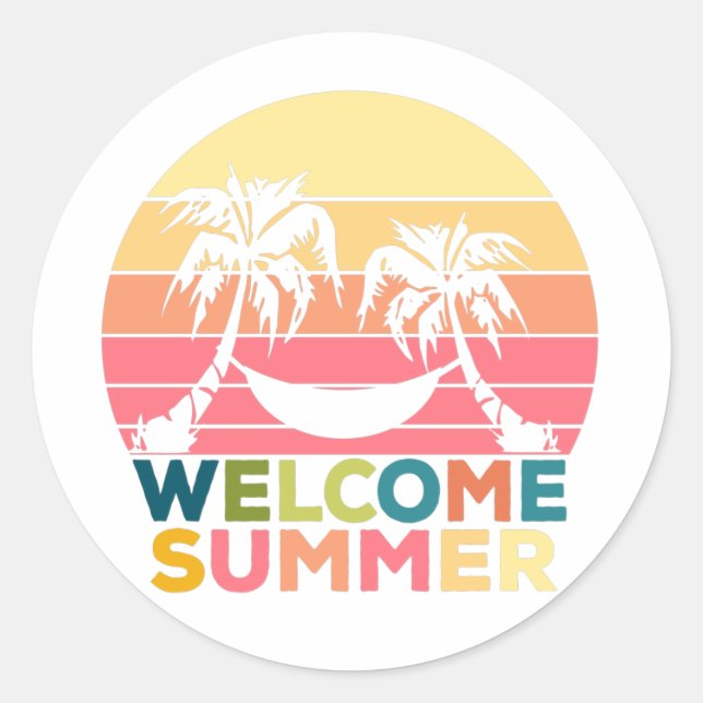 HELLO SUMMER CLASSIC ROUND STICKER (Front)
