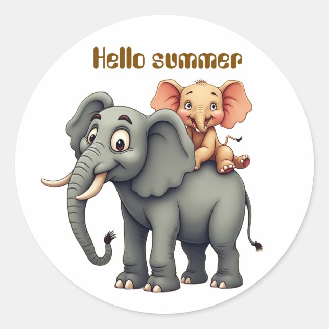 Hello summer  classic round sticker (Front)