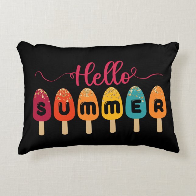 Hello Summer | Colourful Popsicle Ice Cream Decorative Cushion (Front)