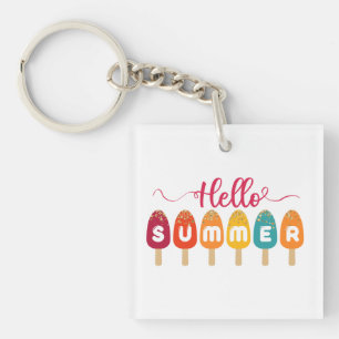 Hello Summer   Colourful Popsicle Ice Cream Key Ring