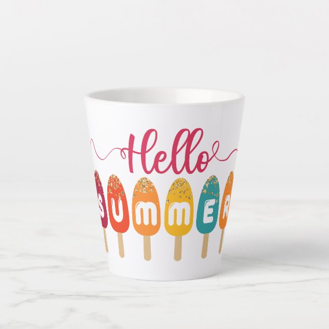 Hello Summer Colourful Popsicle Latte Mug (Front)