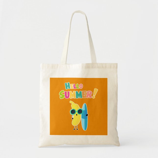 Hello Summer! Cool Banana Funny Vacation  Tote Bag (Front)
