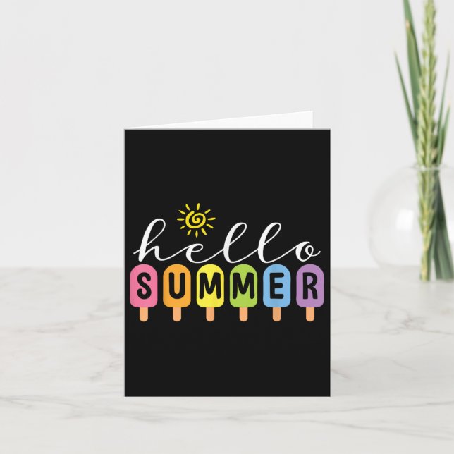 Hello Summer Cool Colourful Popsicle Graphic Summe Card (Front)