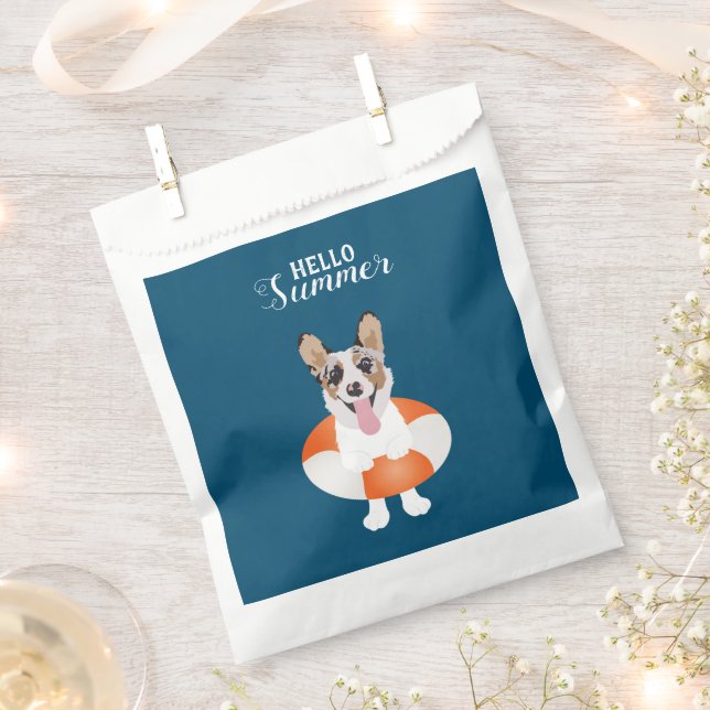 Hello Summer Corgi Beach Dog Favour Bags (Clipped)