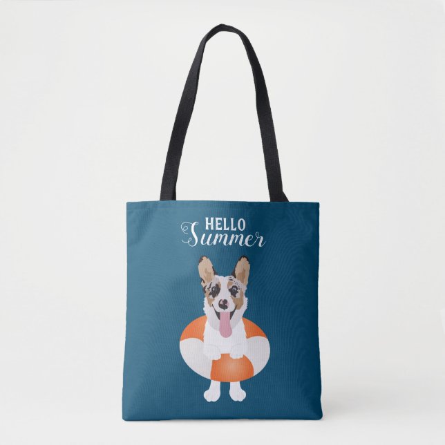 Hello Summer Corgi Beach Dogs  Tote Bag (Front)