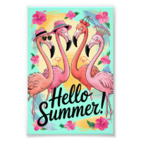 Hello Summer Cute Flamingo Beach Vacation Tropical