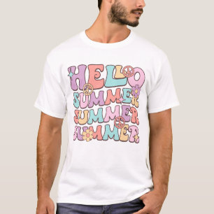 Hello Summer Cute Floral Design Summer Vacation T-Shirt