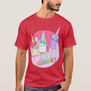 Hello Summer Cute Unicorn Trio Ice Cream Bars Ice T-Shirt