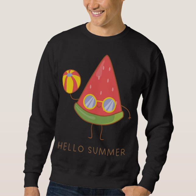 Hello Summer Cute Watermelon Sunglasses Vacation B Sweatshirt (Front)