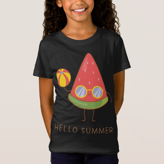 Hello Summer Cute Watermelon Sunglasses Vacation B T-Shirt (Front)
