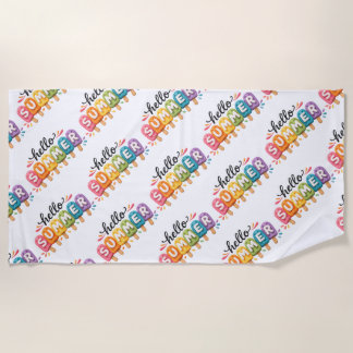 Hello Summer Faux Yarn Design Beach Towel