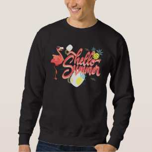 Hello Summer Flamingo Pineapple Sunglasses Sweatshirt