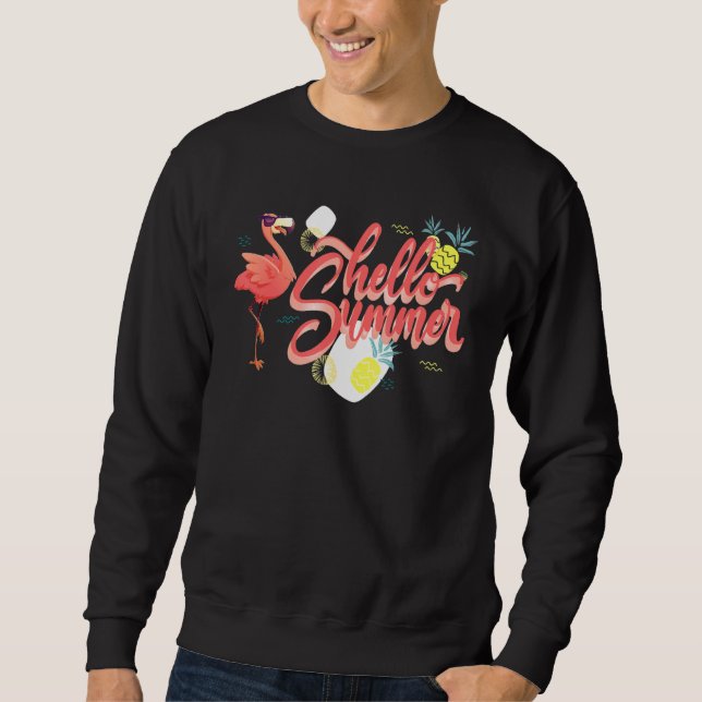 Hello Summer Flamingo Pineapple Sunglasses Sweatshirt (Front)