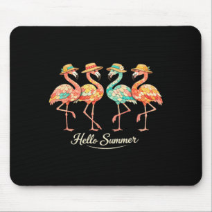 Hello Summer Flamingo Vintage Trocal Cute Birds Mouse Pad